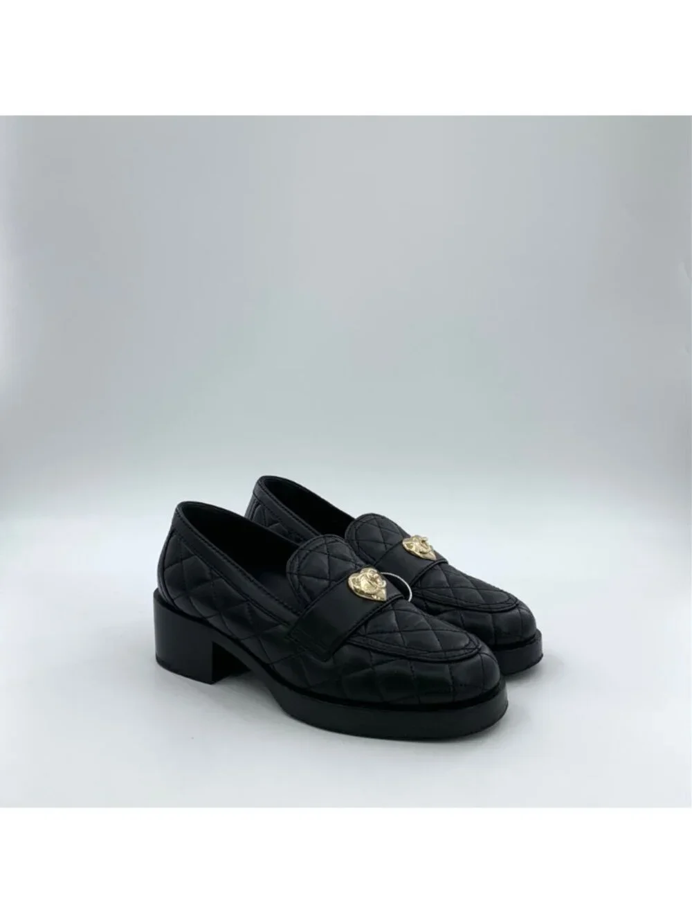 Chanel Black Leather Round-Toe Flat Shoes